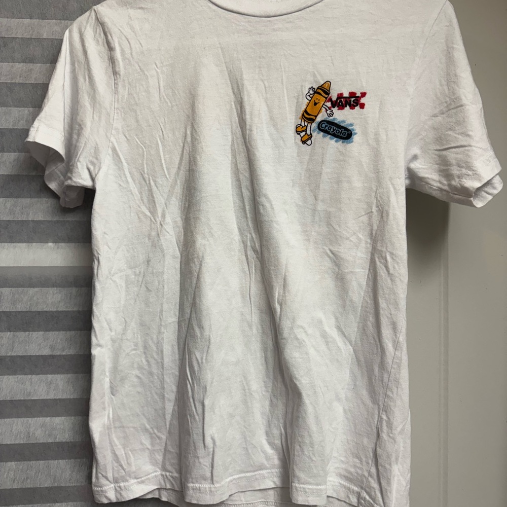 Vans x Crayola White Tee with Colorful Crayon Graphic